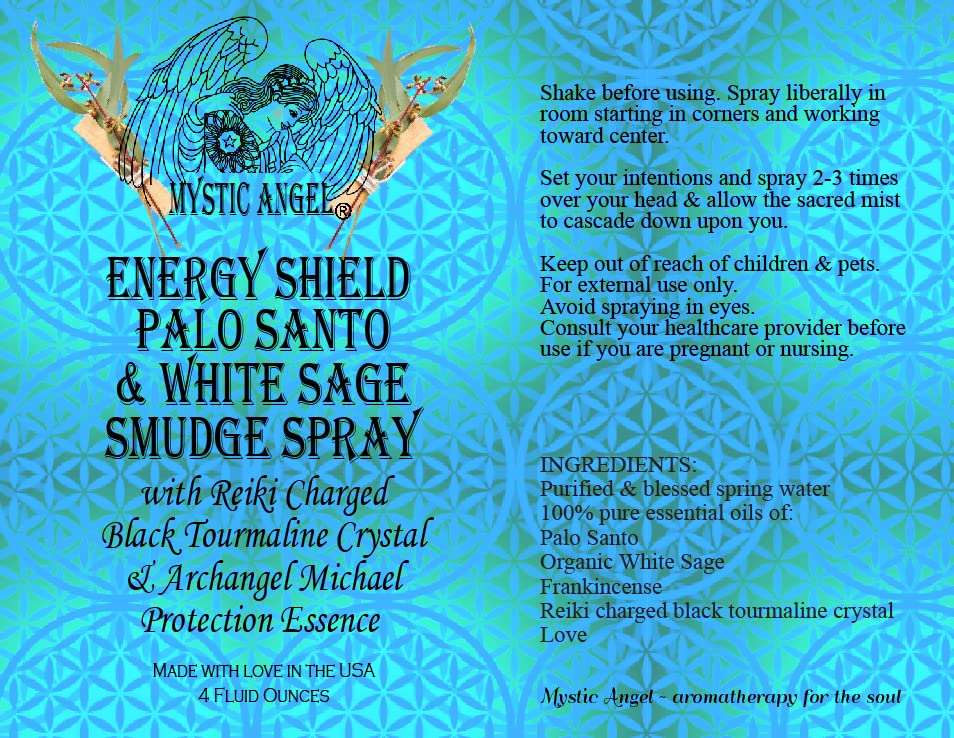 Energy Shield Palo Santo & White Sage Smudge Spray (4 oz.) For Energy Clearing & Protection